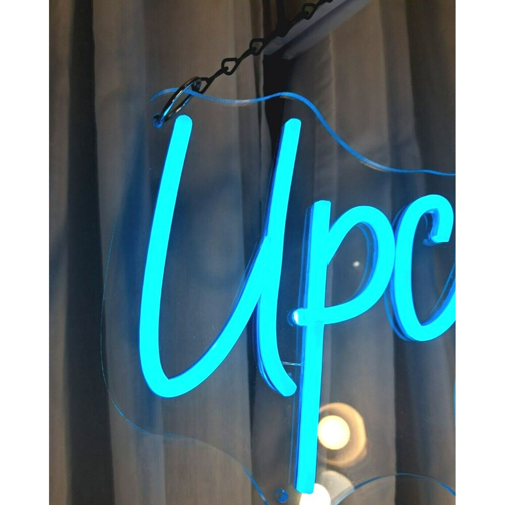 UPCYCLE Neon LED Sign for Wall Decor Blue Light Adjustable Plug in 17"x8" - Picture 4 of 11